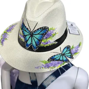 Hand painted butterfly hat
