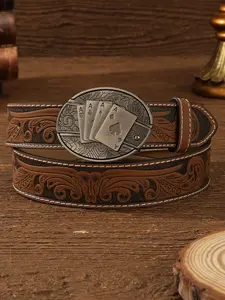 Western Men's Fashion Belt, Unique Denim Pattern, Hidden Buckle Design, Trendy Versatile Accessory, Perfect Gift for Men, Cowboy Belt, Pu Leather Belts, Western Style Belt