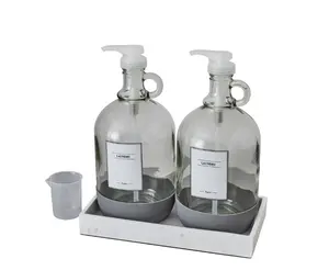 Laundry Detergent Dispenser Set 4-Piece Clear & White 128 fl oz Bottles with Measuring Cup for Easy Storage and Accurate Measurement