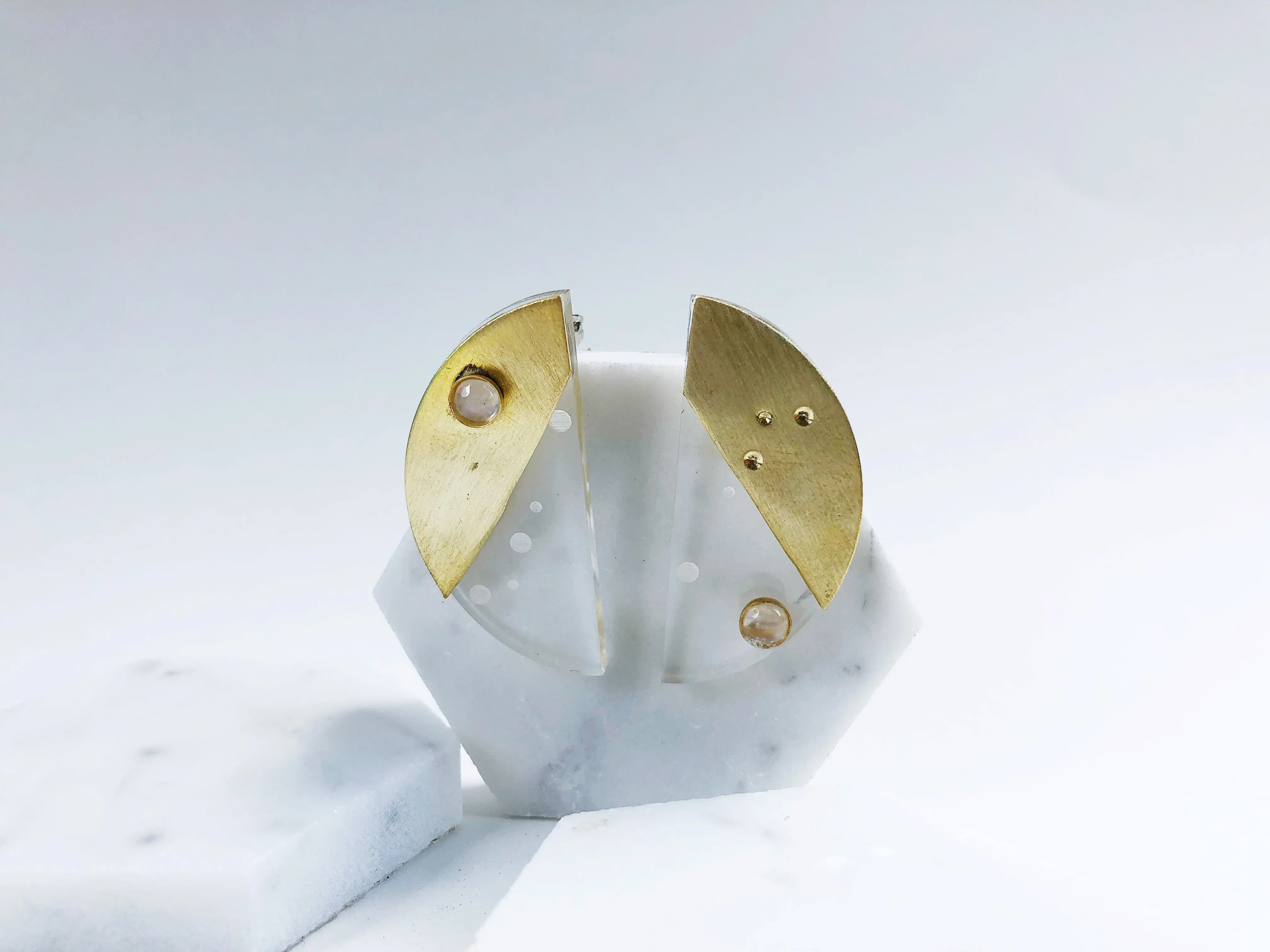 Aura Constellation Earrings with Dove Etching and Rainbow Moonstone Accent, Fashion Accessories