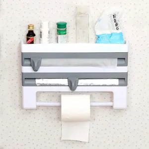 Durable Plastic Wall-Mounted Kitchen Organizer Rack with Built In Scissors And Foil Dispenser - Suitable for Parchment Paper, Foil, Baking Paper, Towels, And Rolls - a Home Storage Solution That Requires No Power