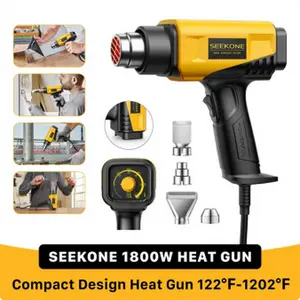 SEEKONE 1800W Heat Gun Compact Design Heavy Duty Hot Air Gun Variable Temperature Control for 2-Temp Settings 122℉~1202℉（50℃- 650℃）Portable Power Tool  with 4 Nozzles for Crafts, Vinyl Wrap, Shrink Tubing tiktokshopspringglowup