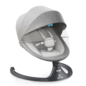 Electric Baby Swing with Bluetooth & Music Features, 5 Sway Speeds, 3 Recline Angles, Remote Control, Canopy for Indoor/Outdoor Use