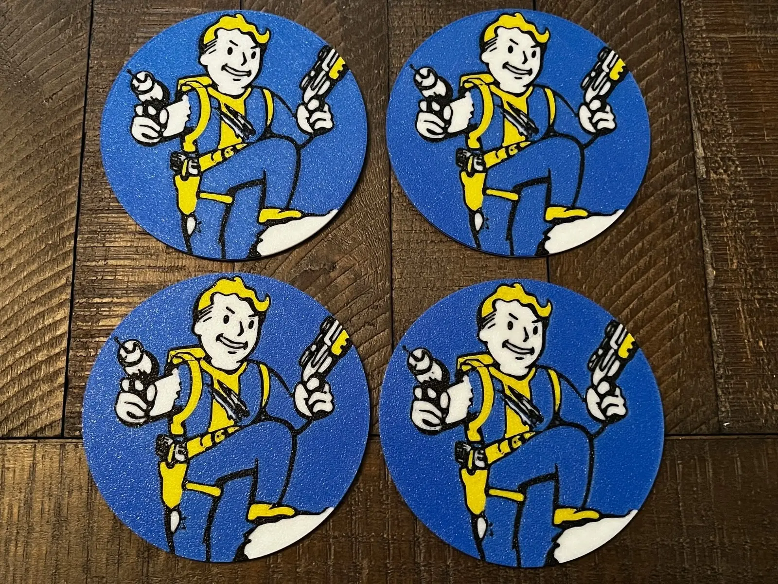Fallout Themed 3D Printed Coaster Set 4 with Free Holder