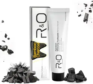 R&O Charcoal Whitening Toothpaste with Hydroxyapatite Fresh Breath Enamel Protection 3.5OZ for Daily Oral Care Probiotic Whitening Minty Toothpaste