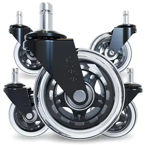 The Original Rollerblade Office Chair Wheels (As Seen On PBS) - Incredibly Smooth & Quiet Casters - Safe for Hardwood Floors & Carpet - Easy Installation with Universal Fit - Set of 5
