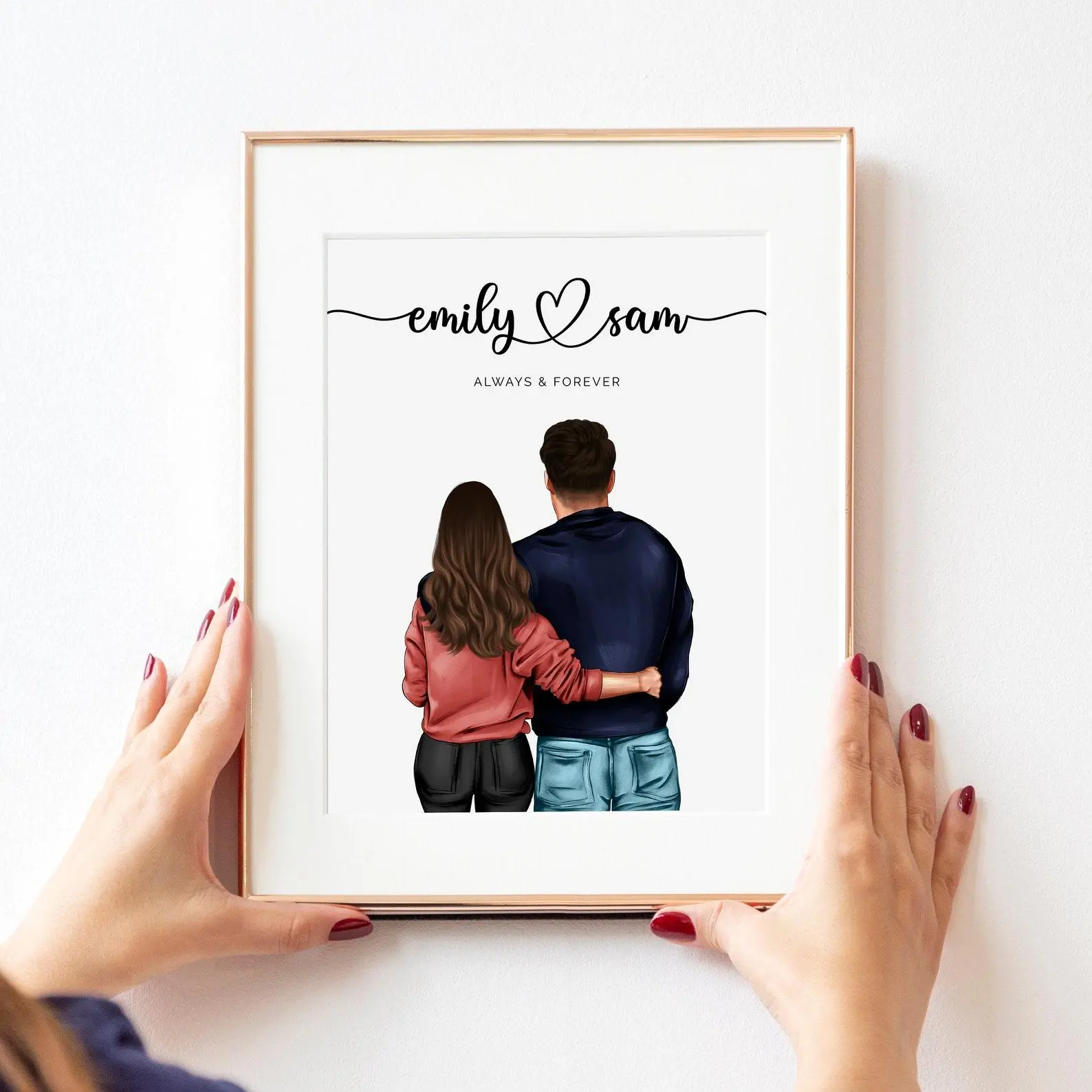 Personalised Couple Print, Couples Gift, Gift for Her, Boyfriend Girlfriend Print, Anniversary Gift, Valentines Day Gift, Christmas Gift