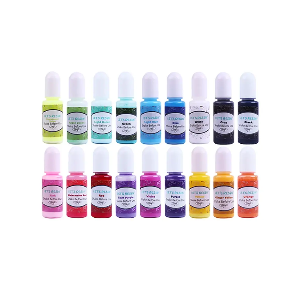LET’S Resin 18-Color Epoxy Pigment, Opaque Liquid Resin Colorant Each 0.35oz,Odorless Epoxy Resin Dye Solid Color Liquid Dye for Resin Jewelry DIY Crafts Art Making