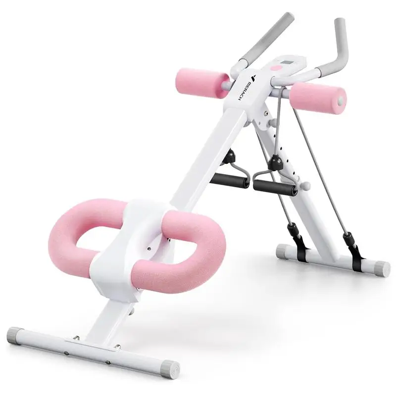 Foldable Adjustable Ab & Core Trainer for Home Gym 5-Level Height & 2 Incline Settings LCD Monitor Ergonomic Handles Silent Wheels No Knee Pain Ab Wor
