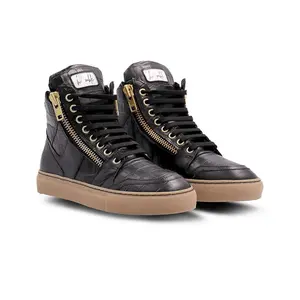 hUmble Drip High-Top - Black High-Top with Curved Laces, Breathable Design with gold zipper summer sneakers Trainer
