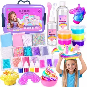 Summer Gift Unicorn Slime Kit  | DIY Slime Making Set with Charms, Foam Beads & Fun Supplies | Creative Sensory Play Gift for Girls