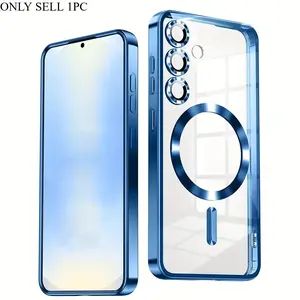 Magnetic Phone Case with Camera Lens Protector, Shockproof Phone Protective Cover, Phone Accessory Compatible with Samsung A16 A36 A56 A55 A54 A34 A14 A17 A07 A37 A27 A57, Casing, Protection, Cellphone, Smartphone
