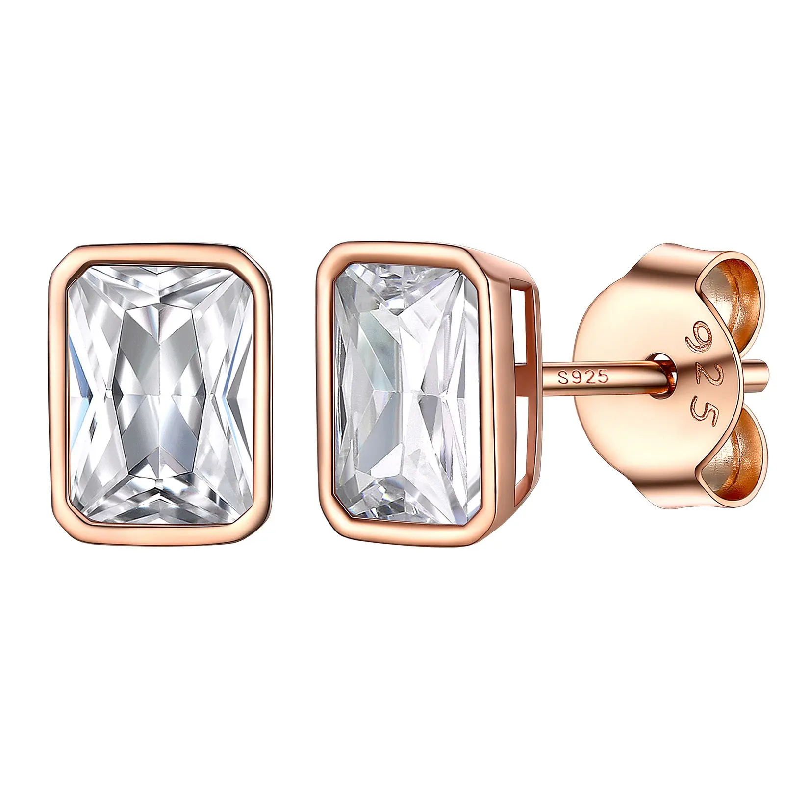 White Cubic Zirconia-Rose Blush-4mm