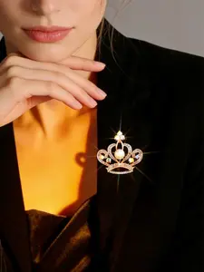 1 piece sparkling fashion rhinestone and imitation pearl brooch, lightweight luxury versatile elegant glamour lady brooch pin, suitable for daily wear, parties, and business occasions