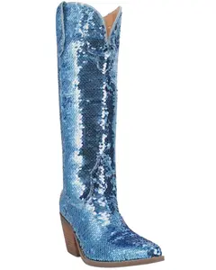 Dingo Women's Sequin Dance Hall Queen Tall Western Boot Snip Toe - Di 182-Blu
