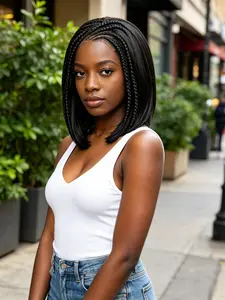 12 Inch Short Bob Braided Wig, Straight Ends for Women, Stylish Hair Accessory, Perfect for Daily Wear, Easy to Style