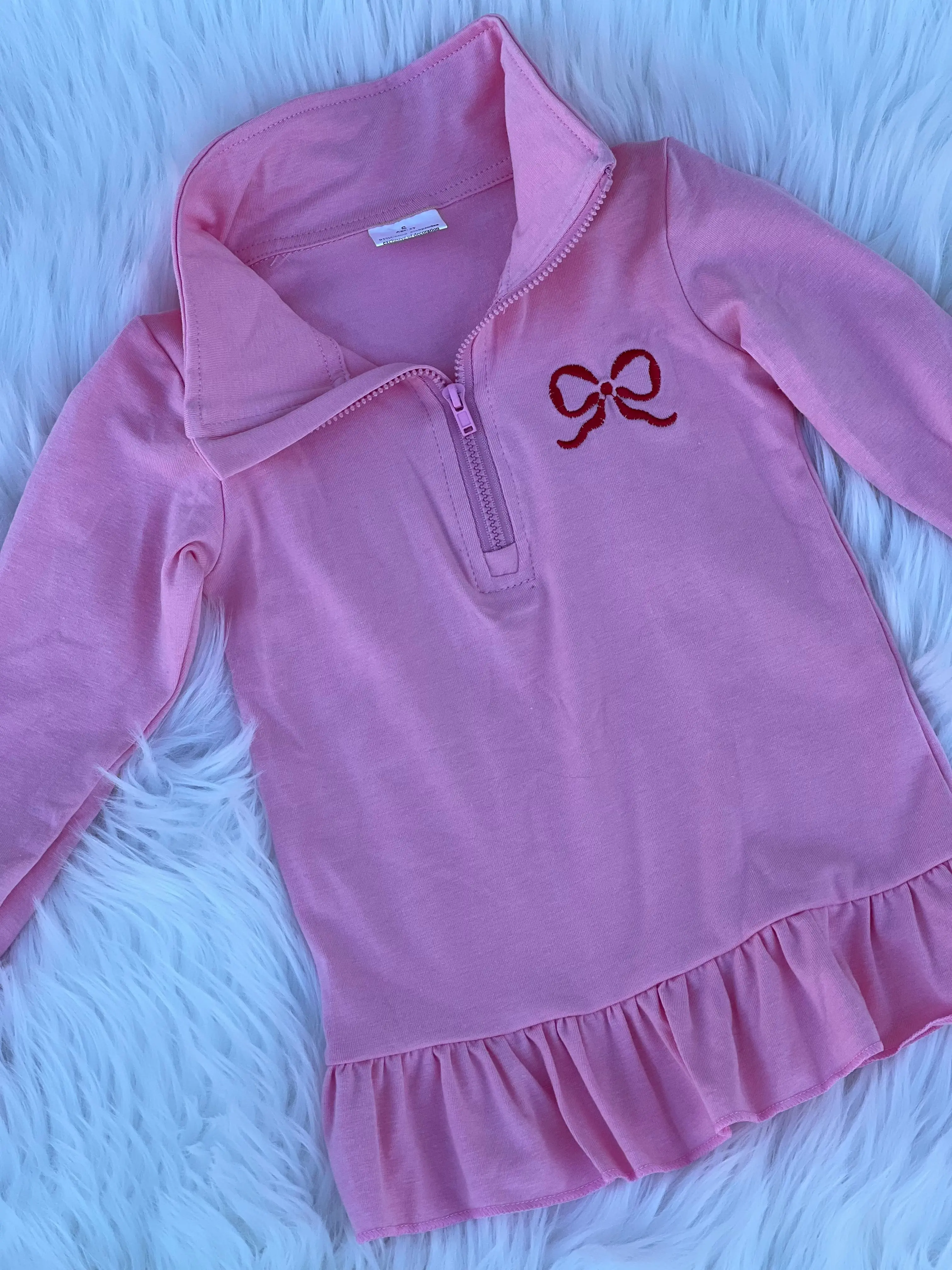 Pink Bow Quarter Zip Top