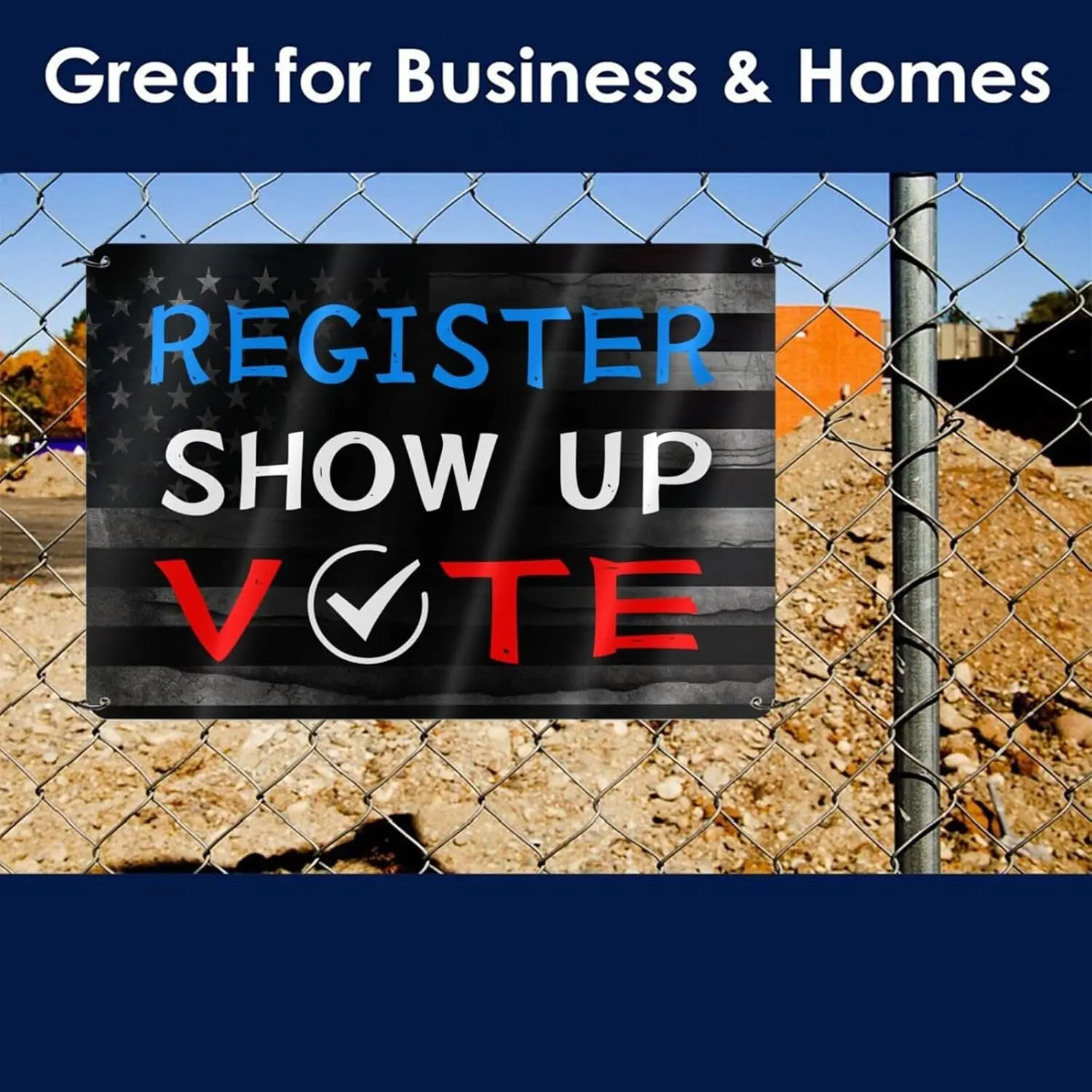 2024 Register, Show Up, Vote Metal Information Signage - 12x8in Clearly Visible Home Decor Sign for Home Supplies