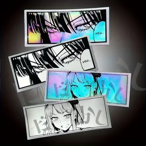 JDM Cartoon Anime Eye Stickers - Reflective Scratch Resistant Stickers for Electric Motorcycles, Laptops, and Luggage - Vibrant Pink and Blue Anime Character Designs, Motorcycle Stickers, Laptop Decorations, Fashion Stickers, Durable Stickers