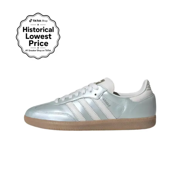 Adidas Women's Samba OG Retro Casual Sneakers in Linen Green with Metallic Accents and Signature Gum Sole, Trainer