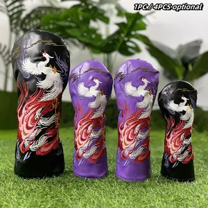 Golf Club Head Covers, Chinoiserie Trend Design, Phoenix Embroidery Detailing, Universal Fit for Drivers & Hybrids, Golf Accessory
