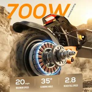 Adult electric scooter, motor commuter scooter, 700W motor with 19.9HPH dual braking system and shock absorption, 11-inch pneumatic off-road tires, sports folding electric scooter with three gears and front and rear lights