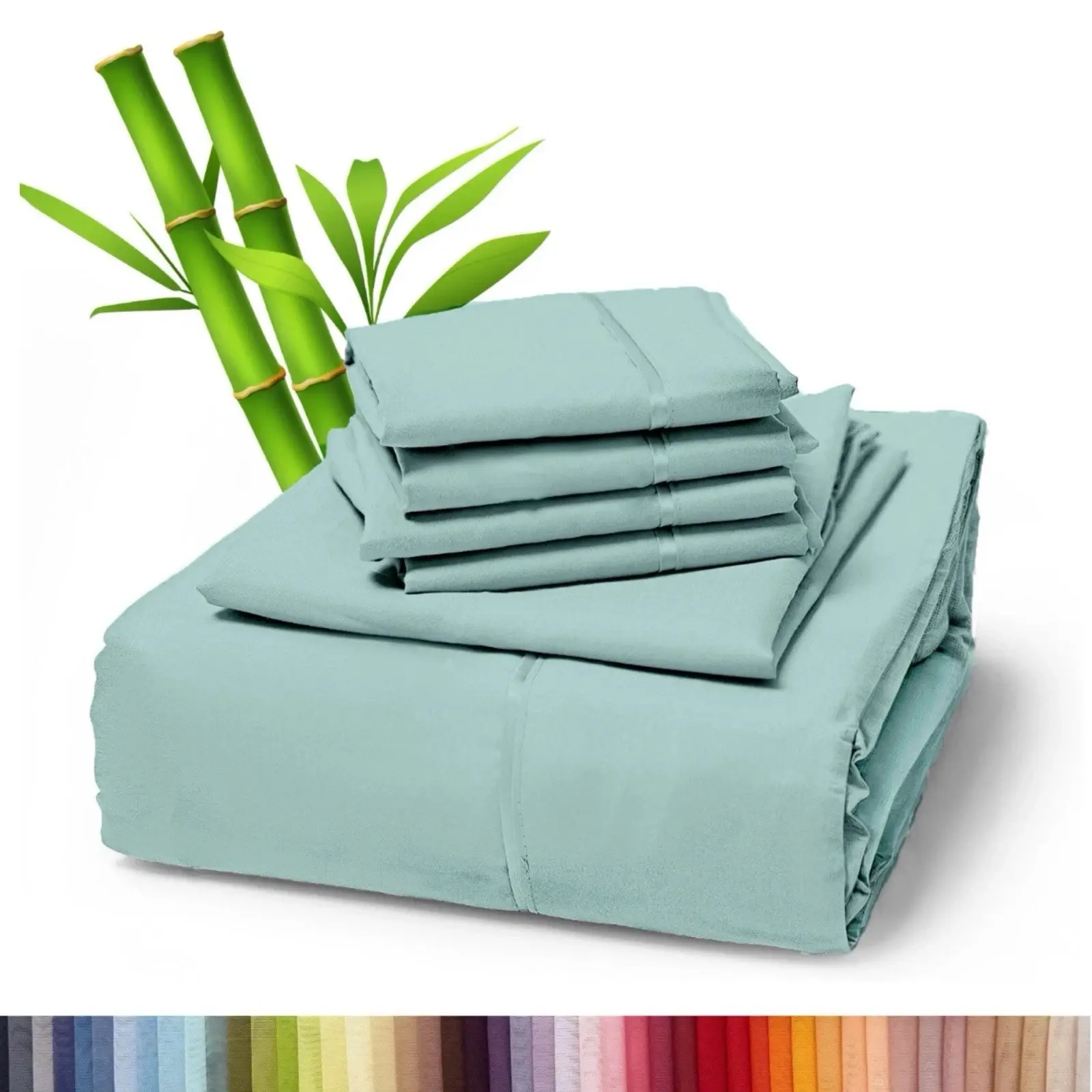 Premium 6-Piece Bamboo Sheet Set - 2200 Count, Deep Pockets, Soft, Available in different Colors