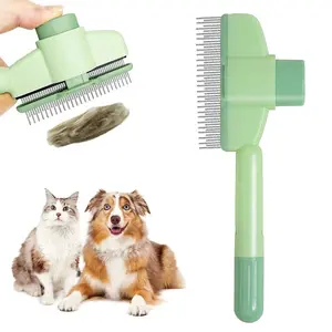 Self-Cleaning Slicker Brush for Dogs and Cats - Stainless Steel Teeth, Release Button, Pet Grooming Supplies, Effective Shedding Grooming Kit for Home Hair Control and Flea Removal