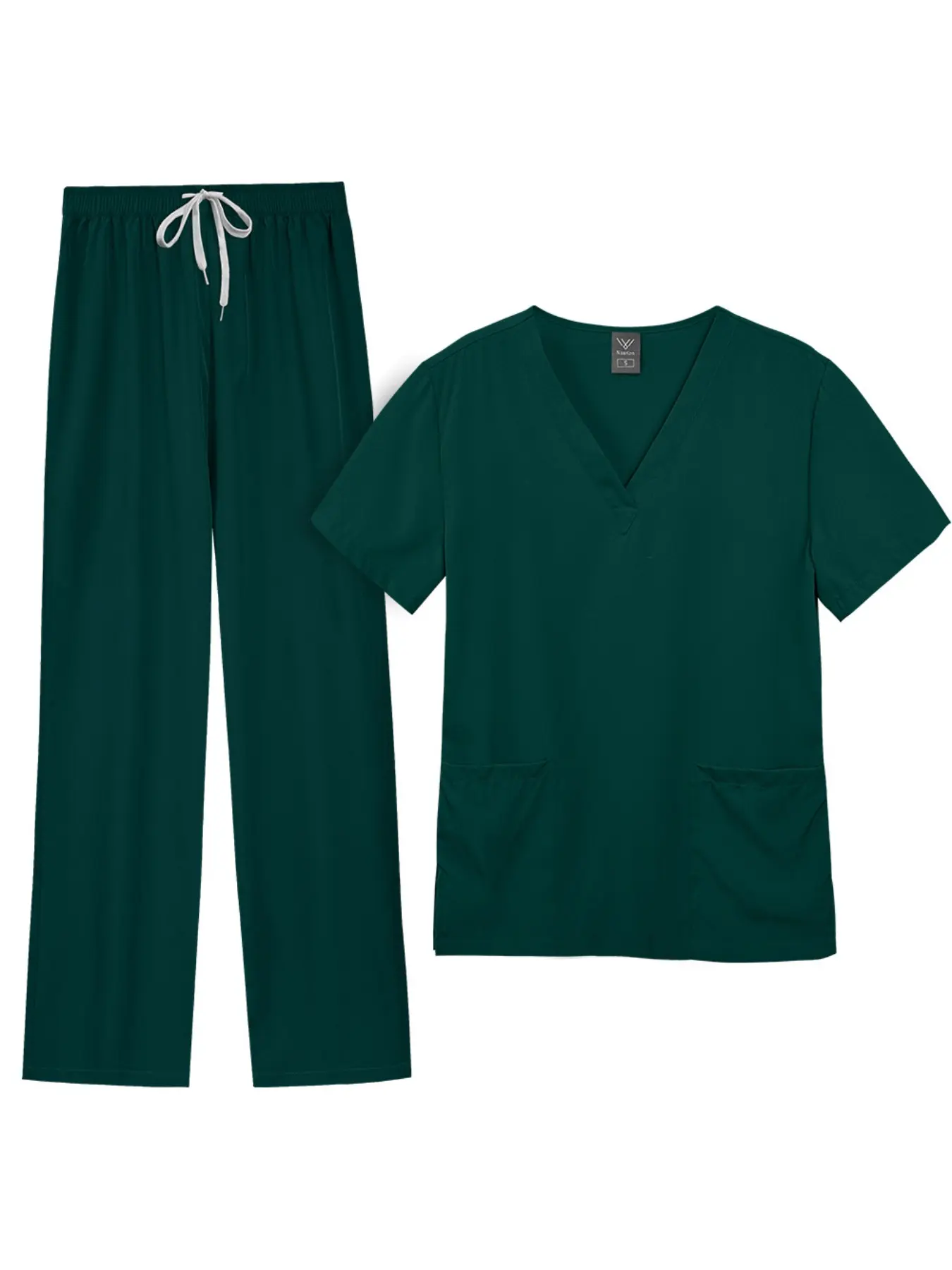 Medical Scrubs, Women Fitted Casual Workwear Hospital Nurses Uniforms, Short Sleeve Nursing Scrubs Uniforms Sets Basic Solid Color Straight Pants Surgical Gown