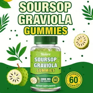 Soursop Graviola Gummies – Soursop Leaf and Fruit Extract Vitamin, Natural Apple Flavor, Sugar Free, Gluten Free, Vegan Friendly - 60 Gummies
