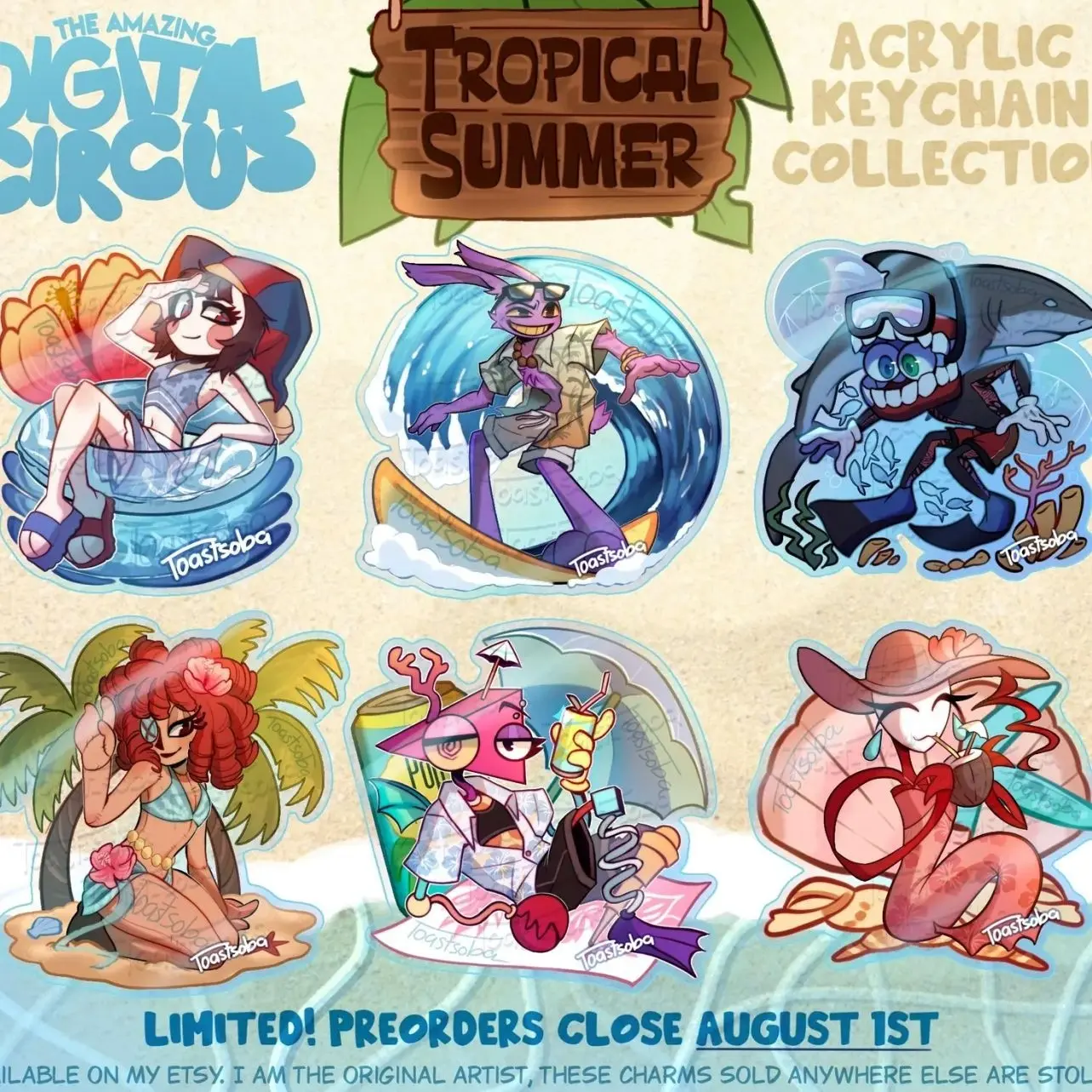 The Amazing Digital Circus Tropical Summer Rainbow Acrylic Keychain Collection (Preorder)
