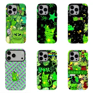 Emo Kidcore Neon Gnarpy Furry Phone Case, Groovy Black Star Rainbow Heart Graphic Tough Cover, Compatible for iPhone 17Promax 16 15 14 13 12 11 and for Samsung S26-S21, Y2K Alt Indie Cartoon Protective Case, Unique Gift