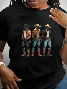 100% Cotton Unisex Black Cowboy Western Rodeo Melanin Black History Texas Men T-Shirt Graphic Printed Vintage Casual Tshirt