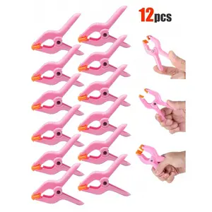 12pcs Plastic Spring Clamps, Small Heavy Duty Clips For Crafts, Backdrop Stand, Woodworking, Photography Studios Multi-Purpose Spring Clamps - Strong Grip Plastic Clips For Woodworking, Photography Backdrops & Crafts