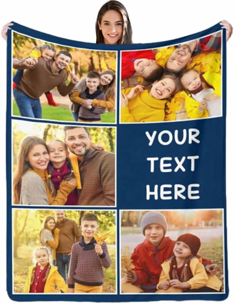 Custom Best Friends Blanket with Photos, Personalized 10 Picture Photo Collages Blankets for Couple Customized Photo Blanket Memorial Gifts for Christmas Birthday Valentine's Day R