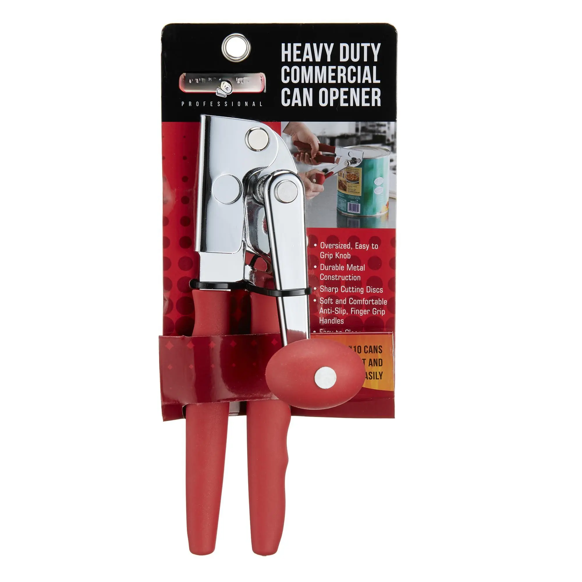 Chef Master Commercial Can Opener Heavy Duty - Manual Hand Crank For Large Cans With Anti-slip Grip Stainless Steel Restaurant Seniors  Kitchen Bars & Food 90056