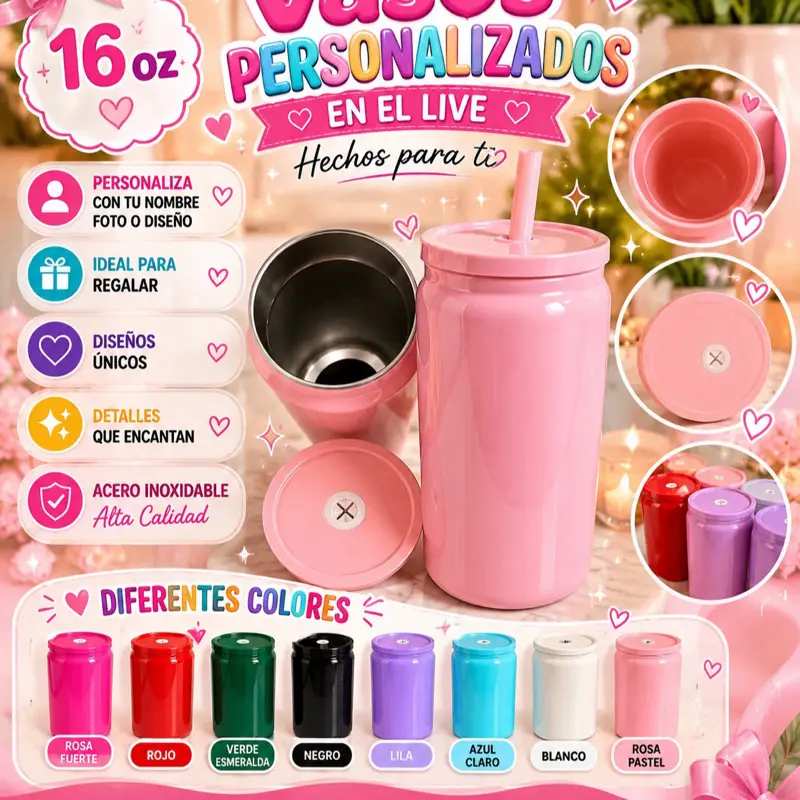 Custom 16 oz Tumbler – Personalized Cup with Lid & Straw
