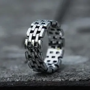 GTHIC Hollow Chain Stainless Steel Ring for Men Women Birthday Gothic Valentine's Day Gift US Size 7-16