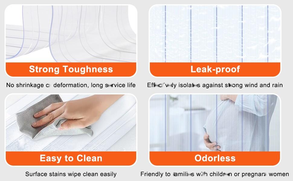 Strip Curtain Roll, 164 Ft Length, 8 In Width, 0.08 In Thickness, Clear Ribbed PVC Door Strips, Curtain Strip Bulk Roll For Warehouses, Factories, Supermarkets, Shopping Malls, Halls, Garages