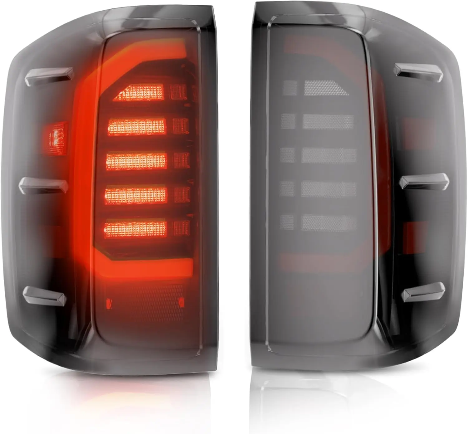 LED Tail Lights Assembly for 2014 2015 2016 2017 2018 2019 Chevy Silverado 1500 2500 3500HD, Bright Smoked Tail Lights, IP67 Waterproof LED Tail Lights Rear Tail Lights Pair Side Marker Brake Tail Light Assembly