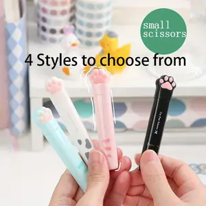 Cute Cat Paw Design Mini Scissors, 1 Count Portable Mini Scissors, DIY Handmade Scissors, Office Cutting Supplies for Home School Dormitory, Paper Cutters