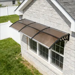 120x38 Inch Door & Window Awning, Polycarbonate Cover UV Rain Snow Protection, Outdoor Shelter for House Porch Patio Deck