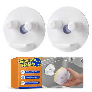 Universal Sponge Holder for Scrub Daddy Suction Sponge Organizer, Easy Install Sink Caddy for Smooth Surfaces, Kitchen & Bathroom Storage
