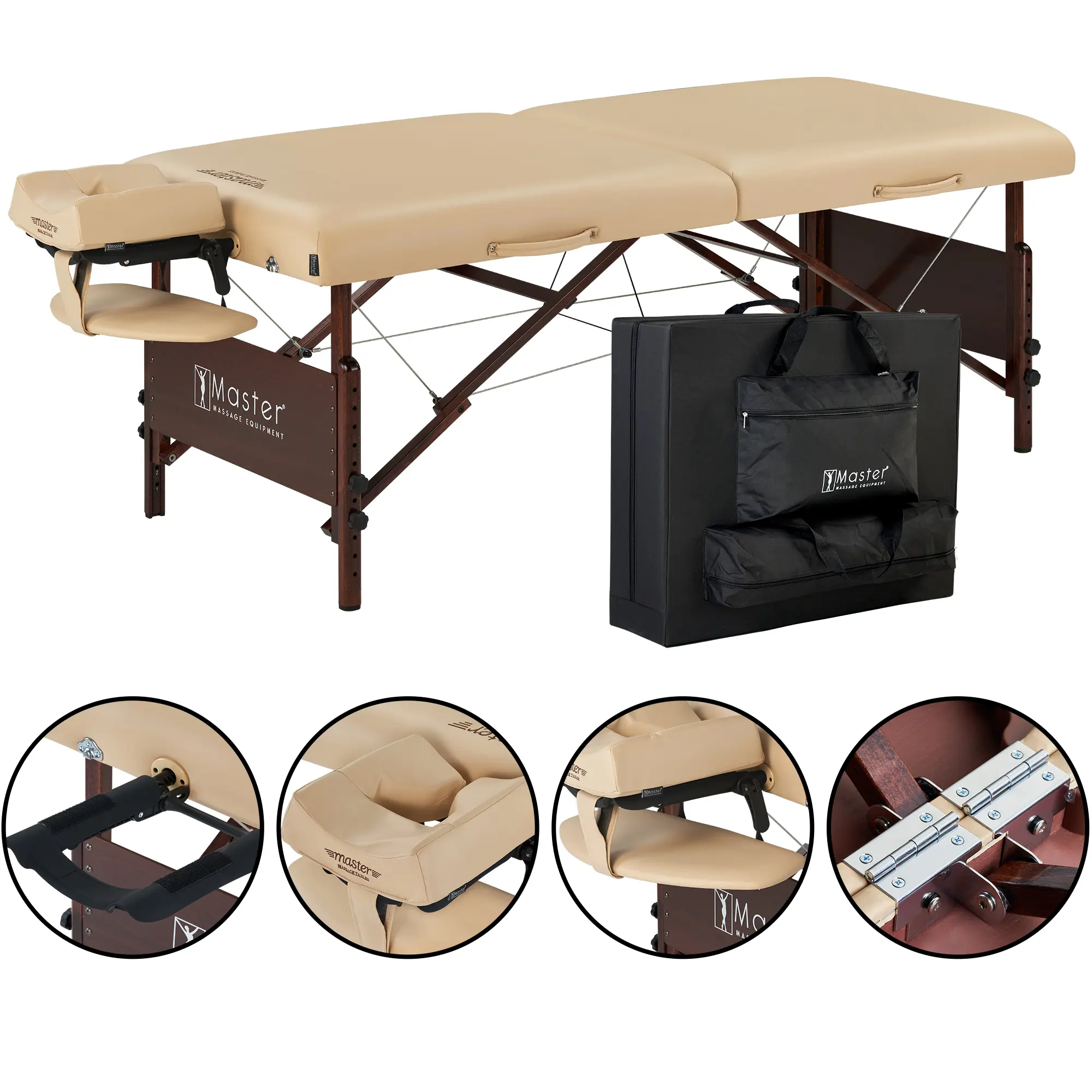 Master Massage 30" DEL RAY Portable Massage Table Package with 3" Thick Cushion of Foam for Ultimate Comfort! (Sand Color)
