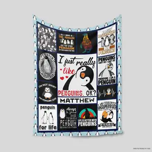 Just A Girl Who Love Penguins Blanket, Blanket For Gifts, Custom Name Blanket,  Blankets for girls and boys, Custom Penguins Blanket