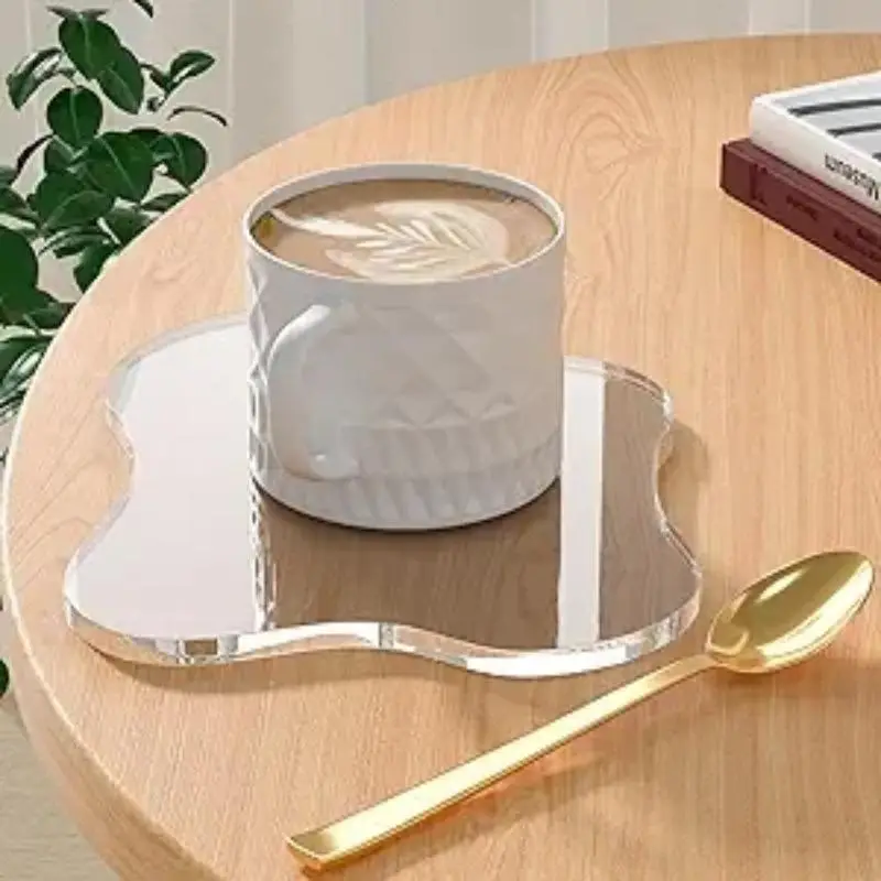 Acrylic coaster decorative plate, 5mm transparent irregular bar beverage coaster, transparent cloud shaped coffee cup coaster, suitable for desktop pr