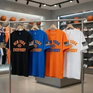 New York VS Everybody Graphic Tee, NYC Apparel, American Flag Sleeve