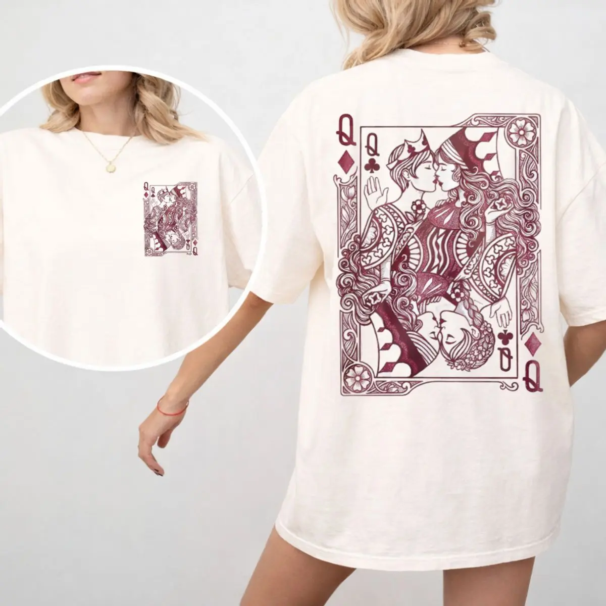Comfort Colors Lesbian Pride Tee, Two Queen Aesthetic Clothing Sapphic Wlw T Shirt, Subtle Lesbian Pride Gift, Unisex Garment-Dyed Tee, Classic Streetwear