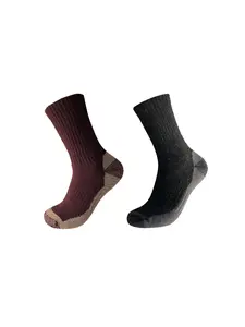 2 Pairs  Big Size Socks for Men EU41-46, Merino Wool Thermal Socks, Full Foot Terry Arch Compression, Comfort for Walking & Commute