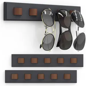 3 Pack Sunglass Organizer, Wall Mounted Sunglasses Organizer, Wooden Glasses Holder Sunglass Holder, Sunglasses Rack for Hanging Your Multiple Eyeglasses, for Wall, Home Decor(Dark Grey) Hangable Hangers
